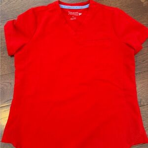 Fabletics Red Short Sleeve Scrub Top